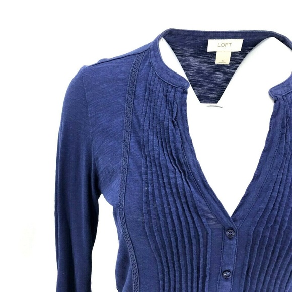 Ann Taylor Loft Long Sleeve Pleated Tunic Top Sz S - Picture 2 of 7